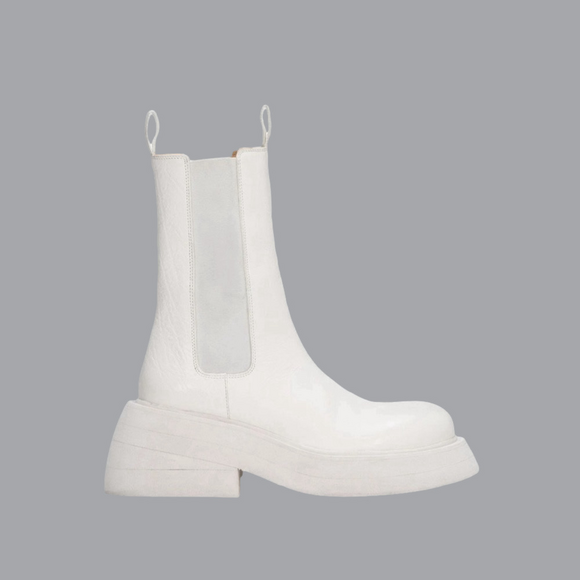 Marsèll Macron Calf Length 80mm White Platform Chelsea Boots Size 37.5 IT US 7 - Picture 3 of 12